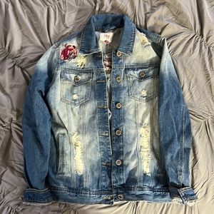 Distressed “La vie est Belle” Jean jacket
